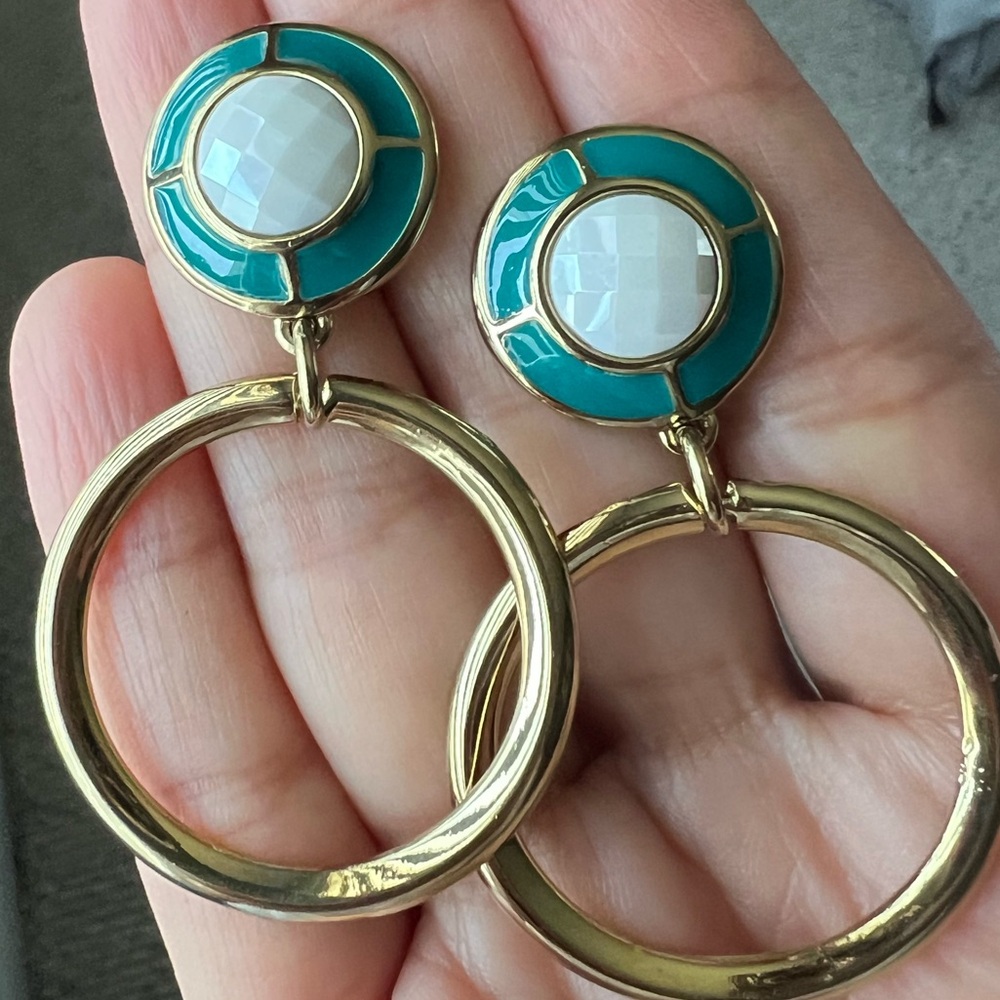 Fabrizio Giannone Natural Stone Enamel Hoop Earrings